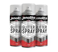 JENOLITE Peinture à paillettes en aérosol | ROUGE | Peinture pailletée | Multisurface | Parfait pour l'artisanat et les loisirs | 3 x 400ml