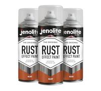 JENOLITE Peinture aérosol effet rouille | 3 x 400 ml | Aspect rouille texturé et toucher | Multi-surfaces | Idéal pour les travaux manuels et le bricolage | Intérieur et extérieur