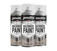 JENOLITE Peinture aérosol multi-surfaces pour machines et tondeuses à gazon, gris bataillon, 3 x 400 ml, résistante à la corrosion pour une finition durable