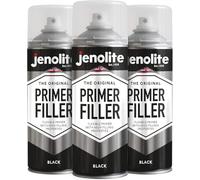 JENOLITE Peinture d'apprêt de remplissage en aérosol | NOIR | Apprêt flexible avec des propriétés de remplissage élevées | Remplit les petites bosses et rayures pour une finition lisse | 3 x 400ml