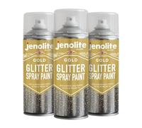 JENOLITE Spray Pailleté Doré Clear Laque - 3 x 400 ml - Ajoute une finition scintillante à n'importe quelle surface - Parfait pour les cadres photo, les miroirs, les ornements, Noël et l'artisanat