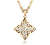 Jenosy Collier trèfle en or pour femme - Pendentif délicat plaqué or 14 carats - Chaîne réglable - Pendentif trèfle coloré - Collier porte-bonheur pour femme, medium, Laiton, Pas de gemme