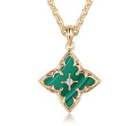 Jenosy Collier trèfle en or pour femme - Pendentif délicat plaqué or 14 carats - Chaîne réglable - Pendentif trèfle coloré - Collier porte-bonheur pour femme, medium, Laiton, Pas de gemme
