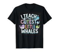 J'enseigne aux Petites Baleines Les Plus Mignonnes, Professeur Amusant et coloré T-Shirt Graphique avec Valeur, Homme, Noir, M