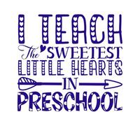 j'enseigne aux plus doux petits cœurs de l'école maternelle, bonne Saint-Valentin Stickers muraux 67.2x72.5cm Stickers pour vitres Bleu foncé