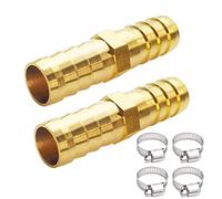 JENSWILL Lot de 2 raccords cannelés en laiton de 1,27 cm avec 4 colliers de serrage pour huile, eau, air