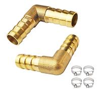 JENSWILL Lot de 2 raccords cannelés en laiton de 1,27 cm coudés à 90 degrés avec 4 colliers de serrage pour huile, eau, air
