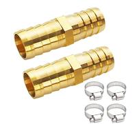 JENSWILL Lot de 2 raccords cannelés en laiton de 1,6 cm pour tuyau d'arrosage - Forme droite - Raccord avec 4 colliers de serrage pour huile, eau, air