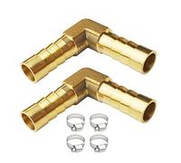 JENSWILL Lot de 2 raccords cannelés en laiton de 5/16" coude à 90 degrés avec 4 colliers de serrage pour huile, eau, air