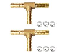 JENSWILL Lot de 2 raccords cannelés en laiton de 6,35 mm avec 6 colliers de serrage pour huile, eau, air