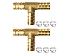 JENSWILL Lot de 2 raccords cannelés en laiton de 9,5 mm avec 6 colliers de serrage pour huile, eau, air