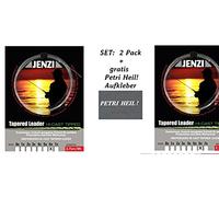 Jenzi Lot de 2 bas de ligne anti-mouches Tapered Leader toutes tailles + autocollant Petri Heil! (6)
