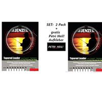 Jenzi Lot de 2 bas de ligne Tapered Leader 7X / 0,12/0,44 + autocollant Petri Heil!