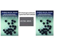 Jenzi Lot de 2 paquets de 20 perles en caoutchouc de 10 mm + autocollant Petri Heil!