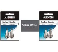 .Jenzi Lot de 2 paquets de plombs en forme de poire, 50 g, 2 x 2 pièces, avec émerillon/œillet + autocollant Petri Heil!