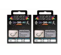 JENZI Lot de 2 paquets d'hameçons de pêche noués (20 pièces), 50 cm, taille des hameçons 2, 4, 6, 8, 10, 12 et 14 au choix + autocollant Petri Heill! gratuit (taille 2)