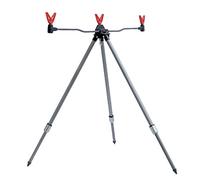 Jenzi Support de canne à pêche télescopique avec 3 supports en aluminium, réglable de 60 cm à 100 cm, rouge, montage en surface