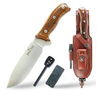 JEO-TEC Nº7: Couteau de Survie Full Tang pour Bushcraft Camping Randonnée Chasse Outdoor, Pleine Soie à Lame Fixe 12,5 cm, Gaine de Couteau, Fabriqué en Espagne