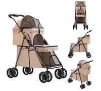 JEOBEST 2 en 1 Poussette pour Chien Chat 2 étages Poussette Double Pliable pour Chiens Chats jusqu'à 15 kg 67 × 32 × 95 cm