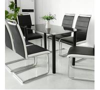 JEOBEST® 6 x Chaises de salle à manger - En simili noir et blanc - L 44 x P 46 cm