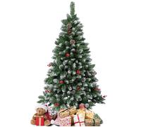 JEOBEST Arbre de Noël Sapin de Noël Artificiel 180cm avec Effet Neige de Noël Vert Décoration Fêtes de Noël PVC