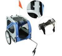 JEOBEST® Attelage à vélo Remorque pour chien 250 L 40 kg Bleu-gris