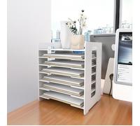 JEOBEST Bac à Courrier de Bureau, 7 Niveaux Organisateur de Bureau, Bereau en PVC Stocakge de Fichier A4 Documents, Blanc