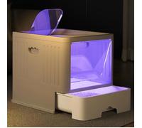 JEOBEST Bac à Litière Fermé avec Couvercle, Grande Taille, Maison pour Chat, Sans Odeur, 48 × 37 × 38 cm, Gris