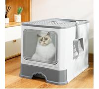 JEOBEST Bac à litière (fermé) avec rideau de porte grillagé, inodore, protégeant l'intimité du chat