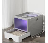 JEOBEST Bac à Litière XL avec Couvercle - Maison pour Chat avec Pelle - Bac à Litière Fermé et Anti-odeurs - Gris