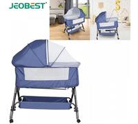JEOBEST Berceau Cododo pour Bébé 2 en 1 Lit évolutif à Roulettes convient de la Naissance à 36 mois Bleu