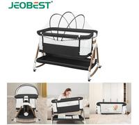 JEOBEST Berceau Cododo pour Bébé Lit Bébé 2 en 1 avec Hauteur Réglable Barre de Soutien Réversible Lit Évolutif Pliable