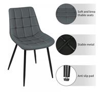 JEOBEST Chaises de salle à manger cuisine structure en métal-fer robustes et durables porteuses lot de 2 Gris foncé