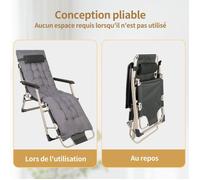 JEOBEST Fauteuil de Jardin Chaise Longue Pliable et Inclinable capacité max. 150kg, Bain de Soleil ave Coussin 52*178*100cm