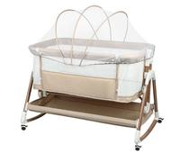 JEOBEST Lit Bébé 2 en 1 - Berceau Cododo pour Bébé - Lit Bébé Pliable - Réglable en Hauteur - Adapté aux 0-36 Mois - Beige