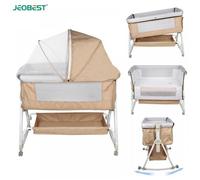JEOBEST Lit Cododo Bébé avec Table à Langer 6 Hauteurs Réglables Inclinable 0-3 ans H 98-110cm avec Matelas