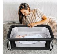 JEOBEST Lit de Voyage avec Moustiquaire, Berceau Lit pour Bebe et Petits, Pliage Compact, Lit Bébé Pliable 90 × 50 × 35 cm