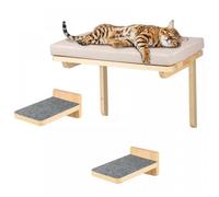 JEOBEST Lit Mural pour Chat Ensemble Mural d'escalade pour Chat Comprenant des Escaliers pour Chat 40*30*25cm Gris