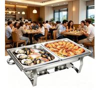 JEOBEST Lot de 1 Chauffe-Plat 9 L Chafing Dish ou rechaud en INOX pour Buffet/Bain Marie Professionnel/Maintien au Chaud/Traiteur