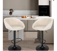 JEOBEST Lot de 2 Tabourets de bar tissu velours Chaises de cuisine Chaises de Salle à Manger pouvant supporter 120kg Fauteuils