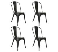 JEOBEST Lot de 4 Chaises de Salle à Manger Style Industriel Vintage Chaises en Métal Chaises de Cuisine Noir