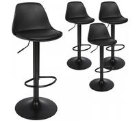 JEOBEST Lot de 4 tabourets- Tabouret de Bar*4- Tabouret de Bar Noir- Réglable en hauteur(55 à 75 cm)