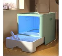 JEOBEST Maison pour Chat, Bac à Litière Anti-odeurs, Bac à Litière avec Couvercle, Tiroir et Pelle à Litière, Pliable, Rose