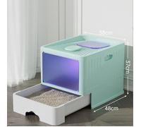 JEOBEST Maison pour Chat XXL, Bac à Litière à Tiroir avec Couvercle, Grand Bac à Litière Fermé, 48 x 37 x 38 cm, Rose