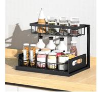 JEOBEST Meuble Sous Évier, Panier Coulissant pour Cuisine, Rangement Coulissant sous Évier, 27 × 36 × 28cm, Capacité de 15kg