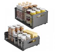 JEOBEST Meuble Sous-Evier, Panier, Étagère en Fil Métallique, Organiseur de Rangement pour Cuisine, Buffet, 24×37,5×10/18cm