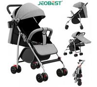 JEOBEST Poussette 2-en-1 Poussette Extérieure Moustiquaire Gratuite Rangement Pliable - Gris