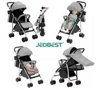 JEOBEST - Poussette Canne pour Bébé de 0 à 4 ans Assise et allongée Moustiquaire gratuite - Gris