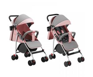 JEOBEST POUSSETTE COMPACTE AVEC HARNAIS - PLIABLE ET RÉGLABLE - POUR BÉBÉS DE 0 À 4 ANS - 2 EN 1 - CHARGE 50 KG - ROSE