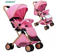 JEOBEST Poussette Compacte - Pliable - 0 à 48 mois - Avec moustiquaire - Portable pour l'extérieur - Rose